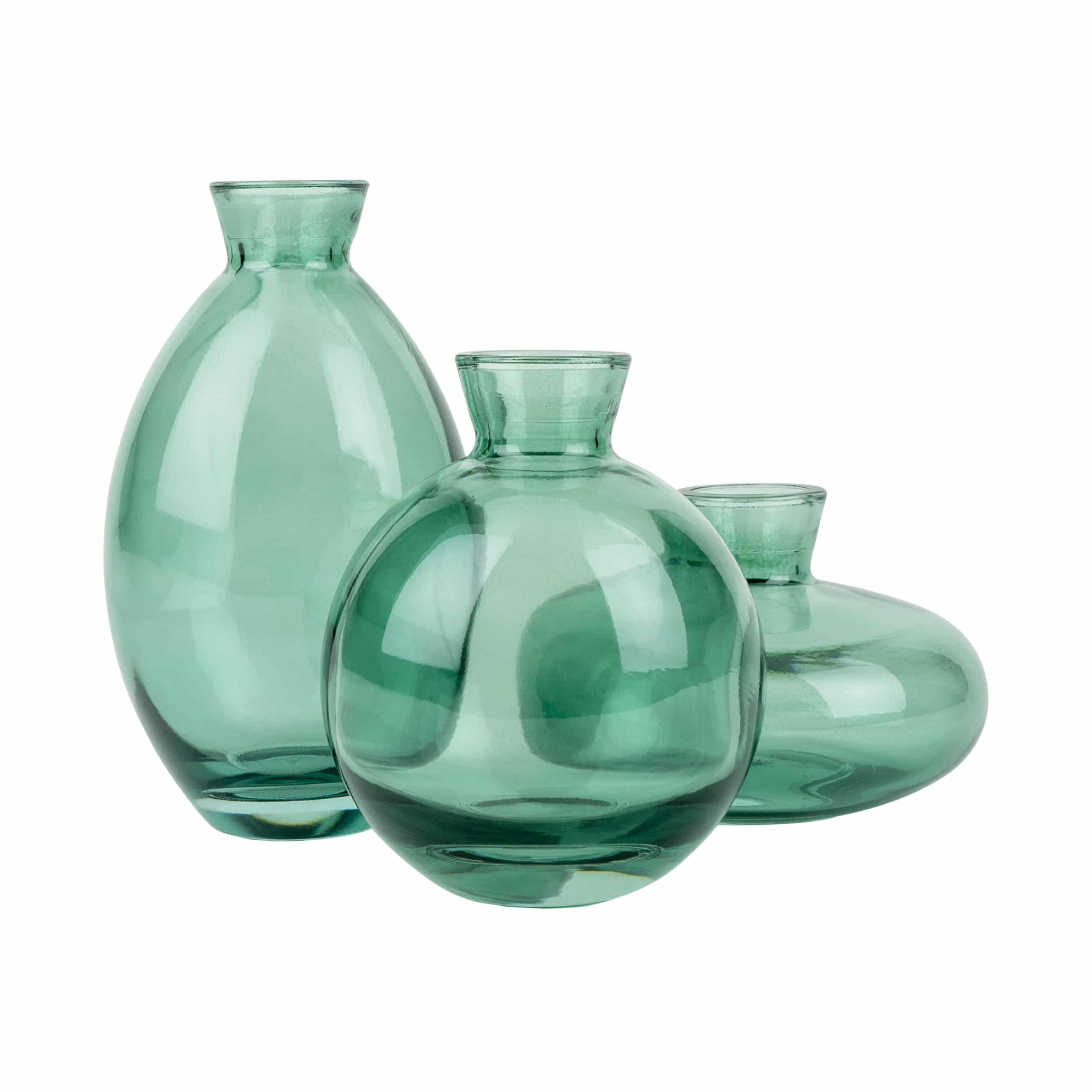 Transparant groene vazen set