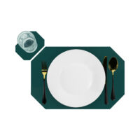 Donkergroene placemat met onderzetter