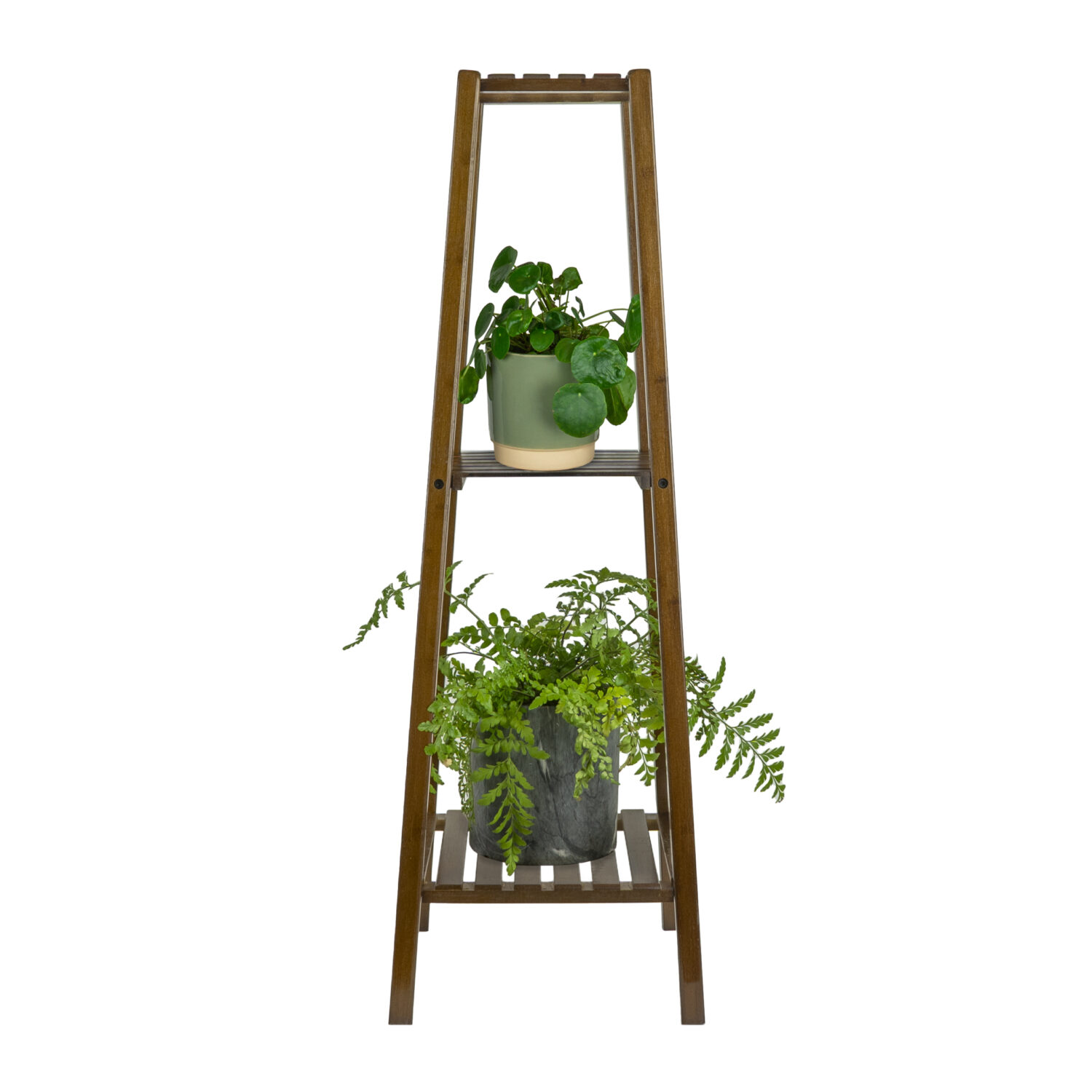 Bamboe plantenstandaard in het bruin