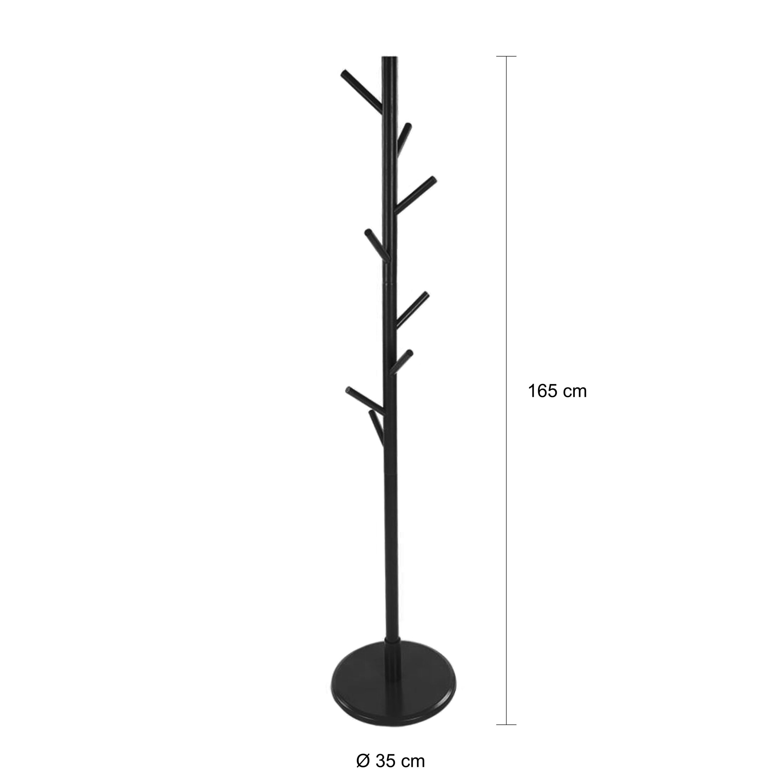 Staande kapstok in het zwart 165 cm hoog
