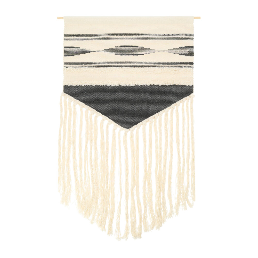 Wandkleed macramé grijs en wit