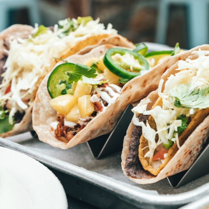 Taco houder in het zilver