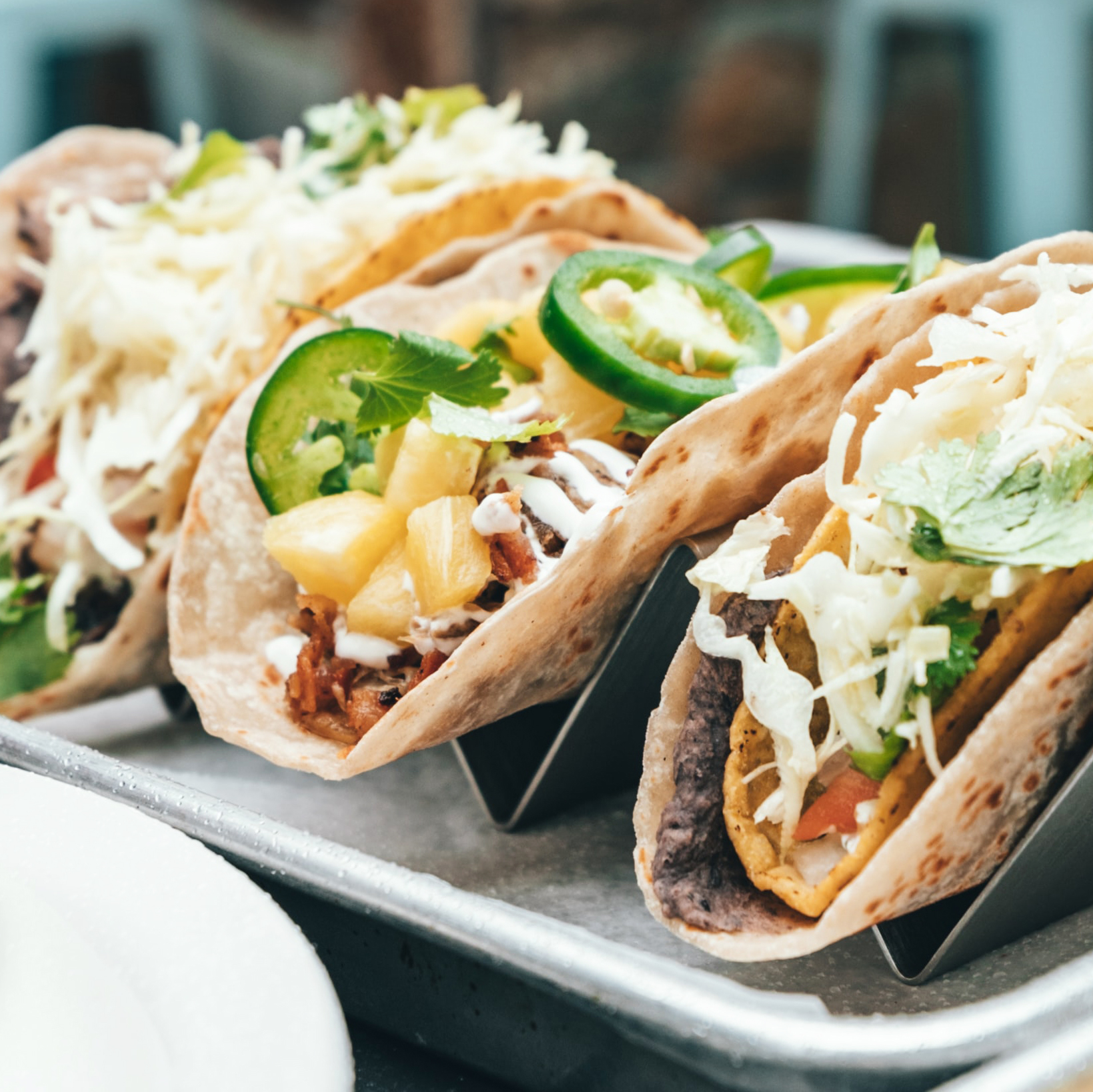 Taco houder in het zilver