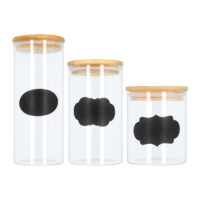 Voorraadpotten set van 3 met stickers