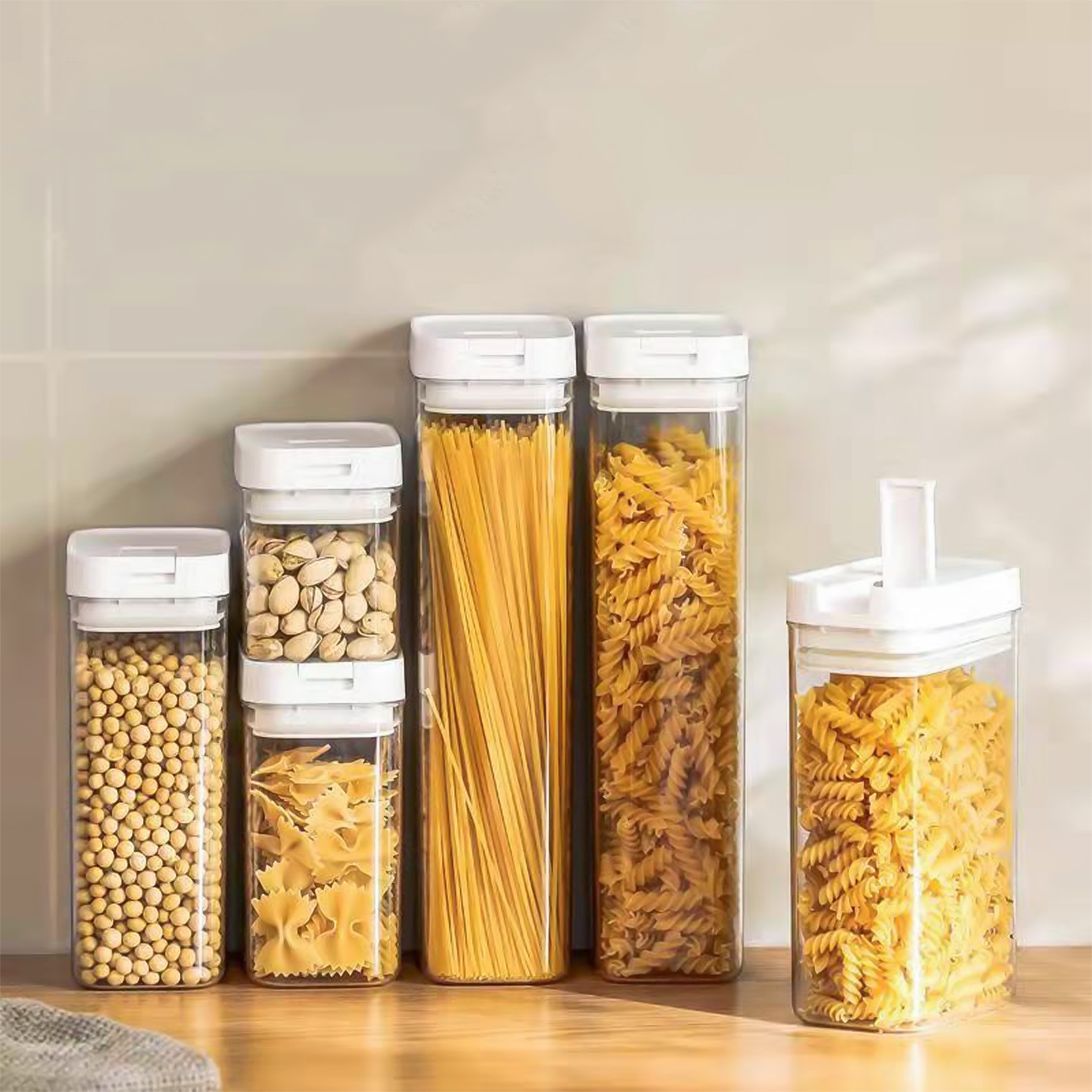 voorraadpotten plastic set van 4 1300 ml