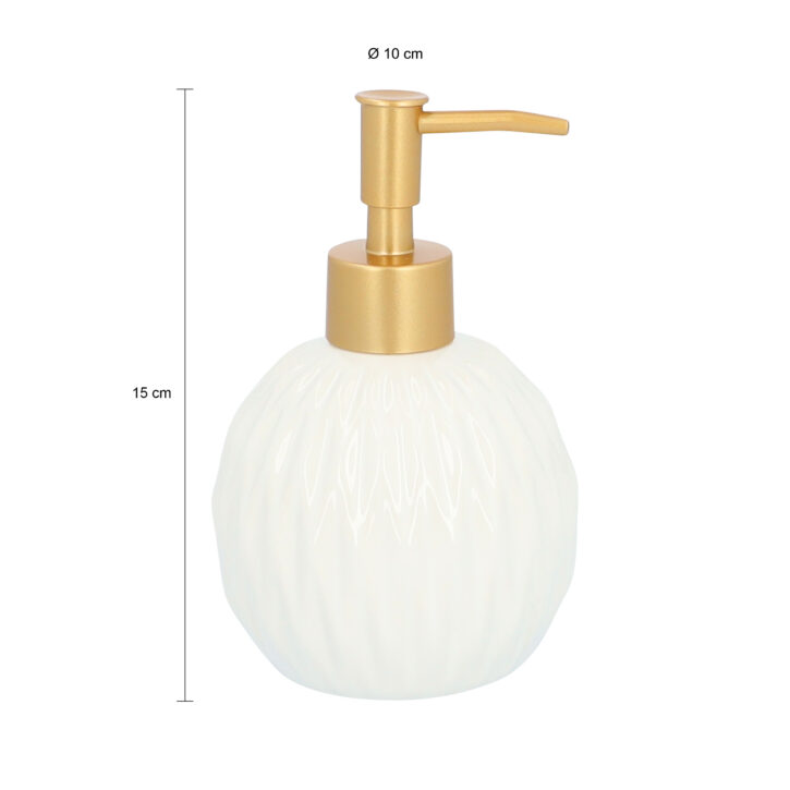 zeepdispenser rond wit met goud