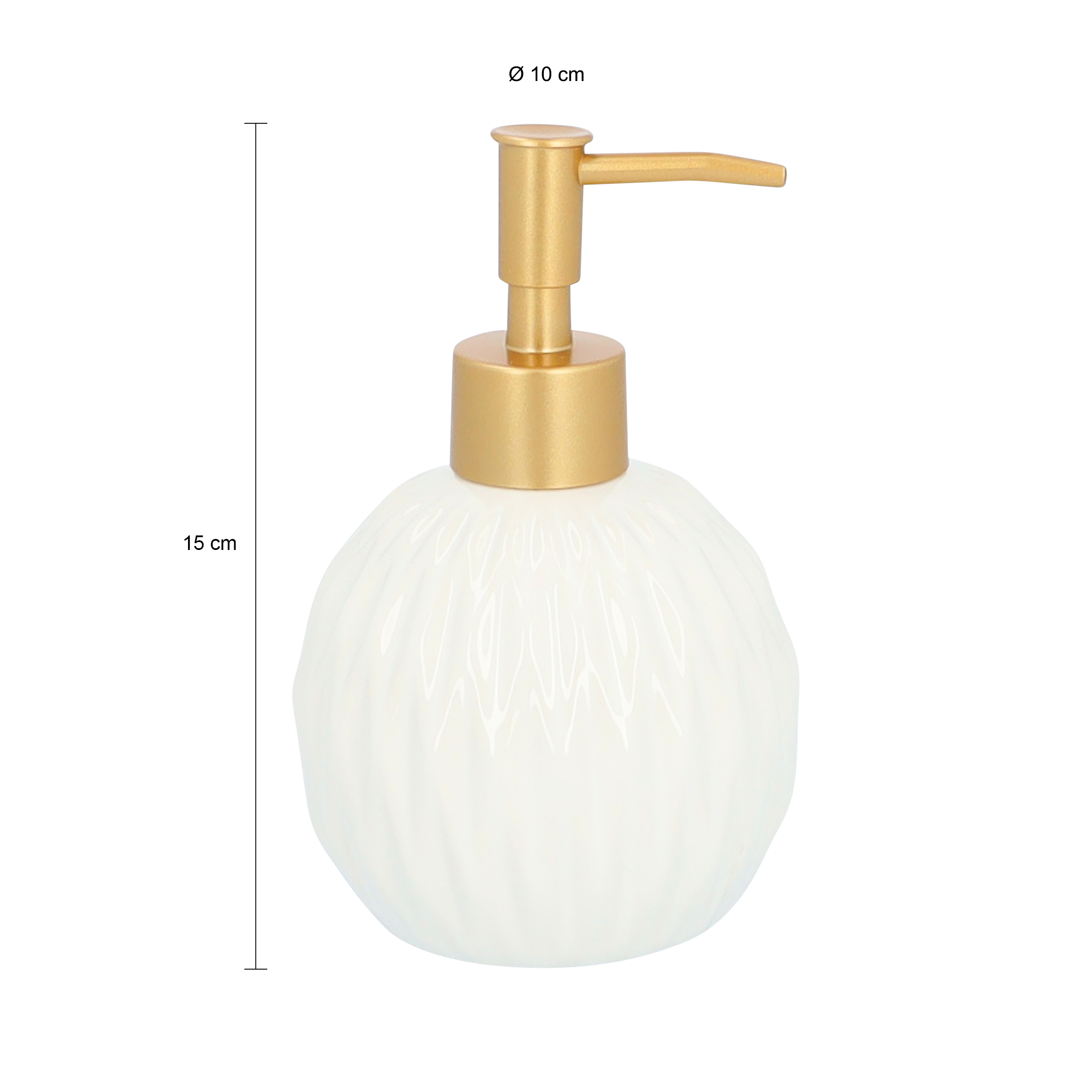 zeepdispenser rond wit met goud