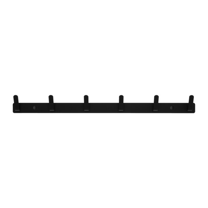 wandkapstok 6 haken aluminium zwart