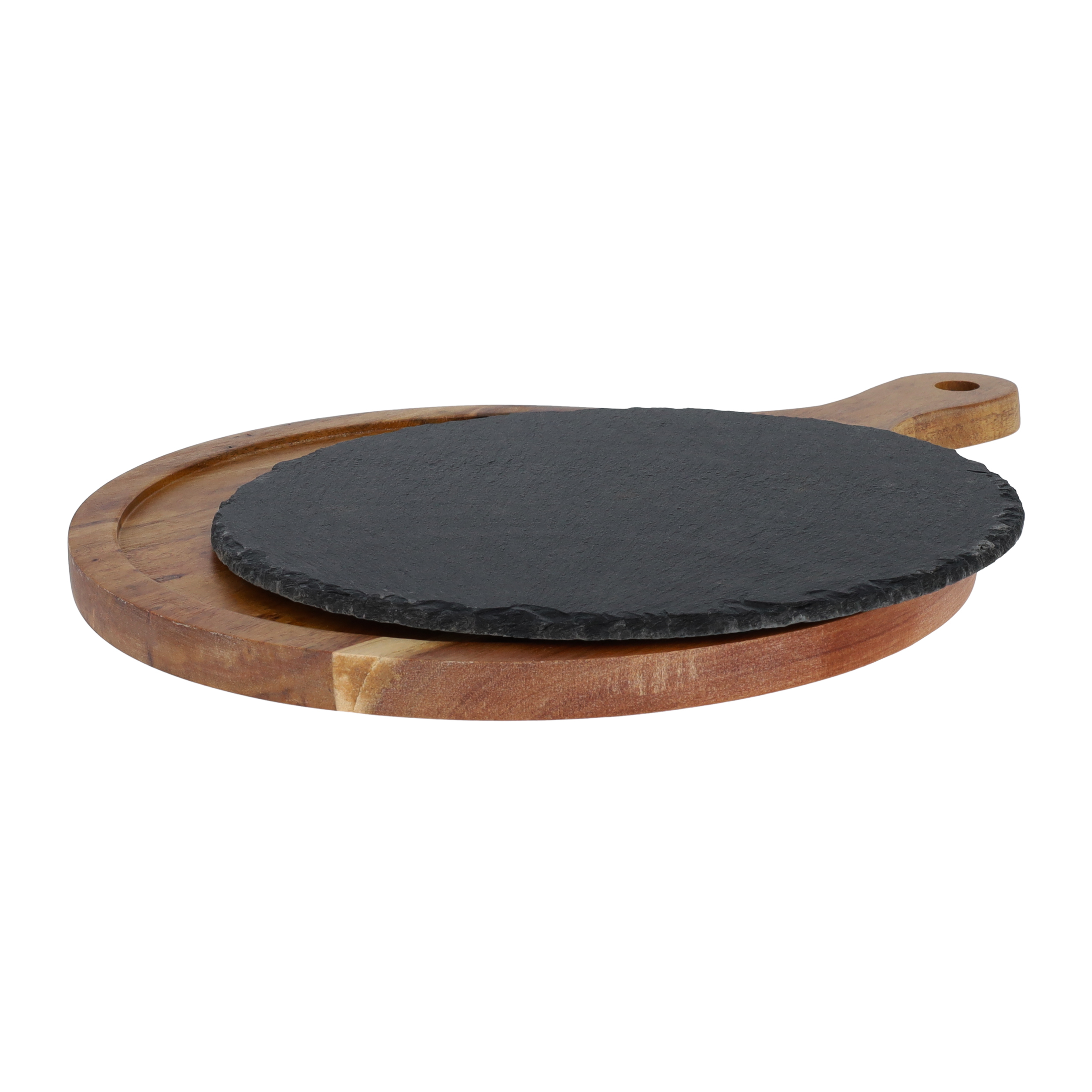 Borrelplank van hout en leisteen