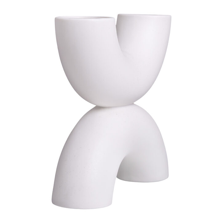 Witte keramieken vaas, decoratieve vaas, vaas, witte vaas, X vorm