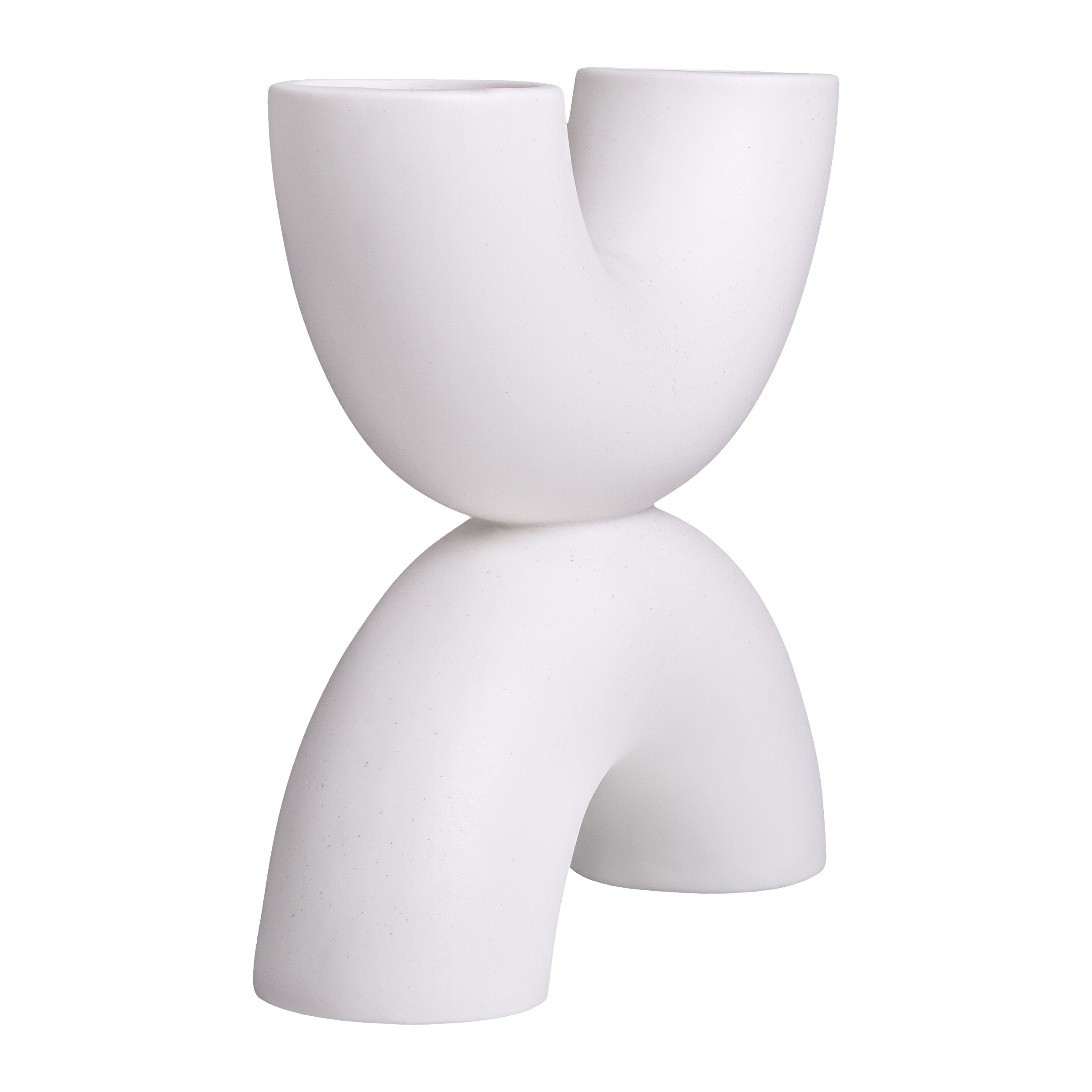 Witte keramieken vaas, decoratieve vaas, vaas, witte vaas, X vorm