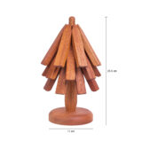 QUVIO pannenonderzetters op een boomvormige standaard, pannenonderzetters, onderzetters, QUVIO houten pannenonderzetters met boomvormige standaard, houten pannenonderzetters,