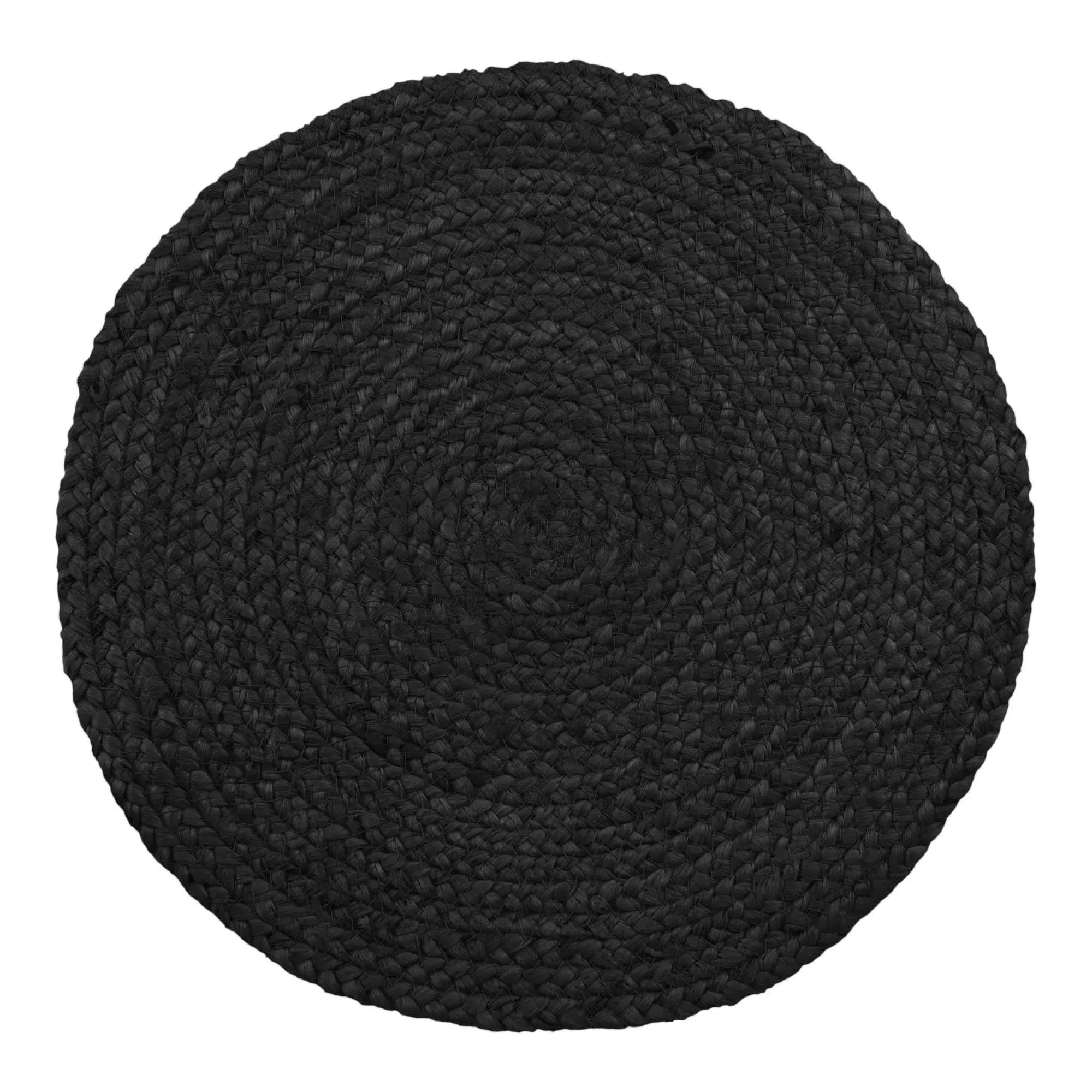 set van vier ronde jute placemats, placemats, jute placemats, jute, rond, set van vier, donkergrijs