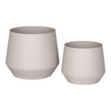 beige bloempotten van staal, bloempotten, metalen bloempotten, plantenbakken, pot, potten,
