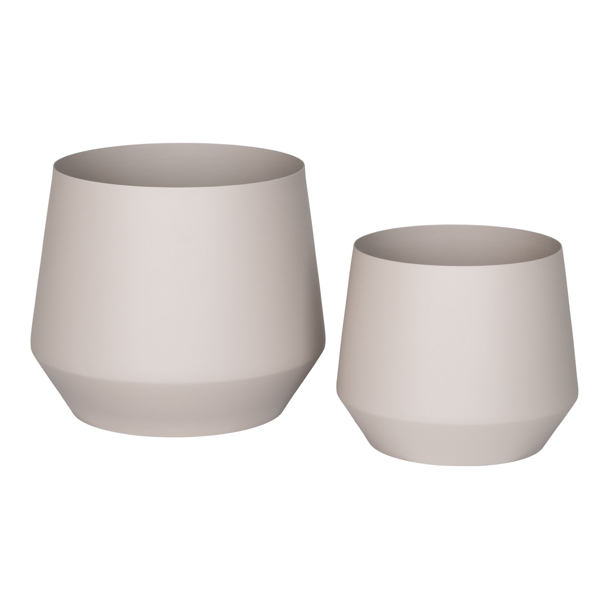 beige bloempotten van staal, bloempotten, metalen bloempotten, plantenbakken, pot, potten,