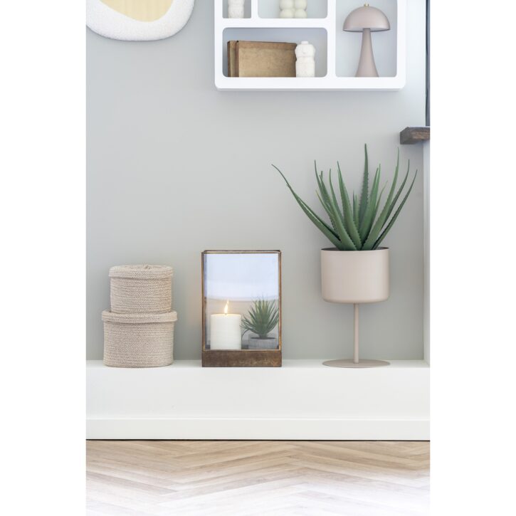 beige stalen plantenstandaard, plantenstandaard op voet, plantenstandaard, beige plantenstandaard,