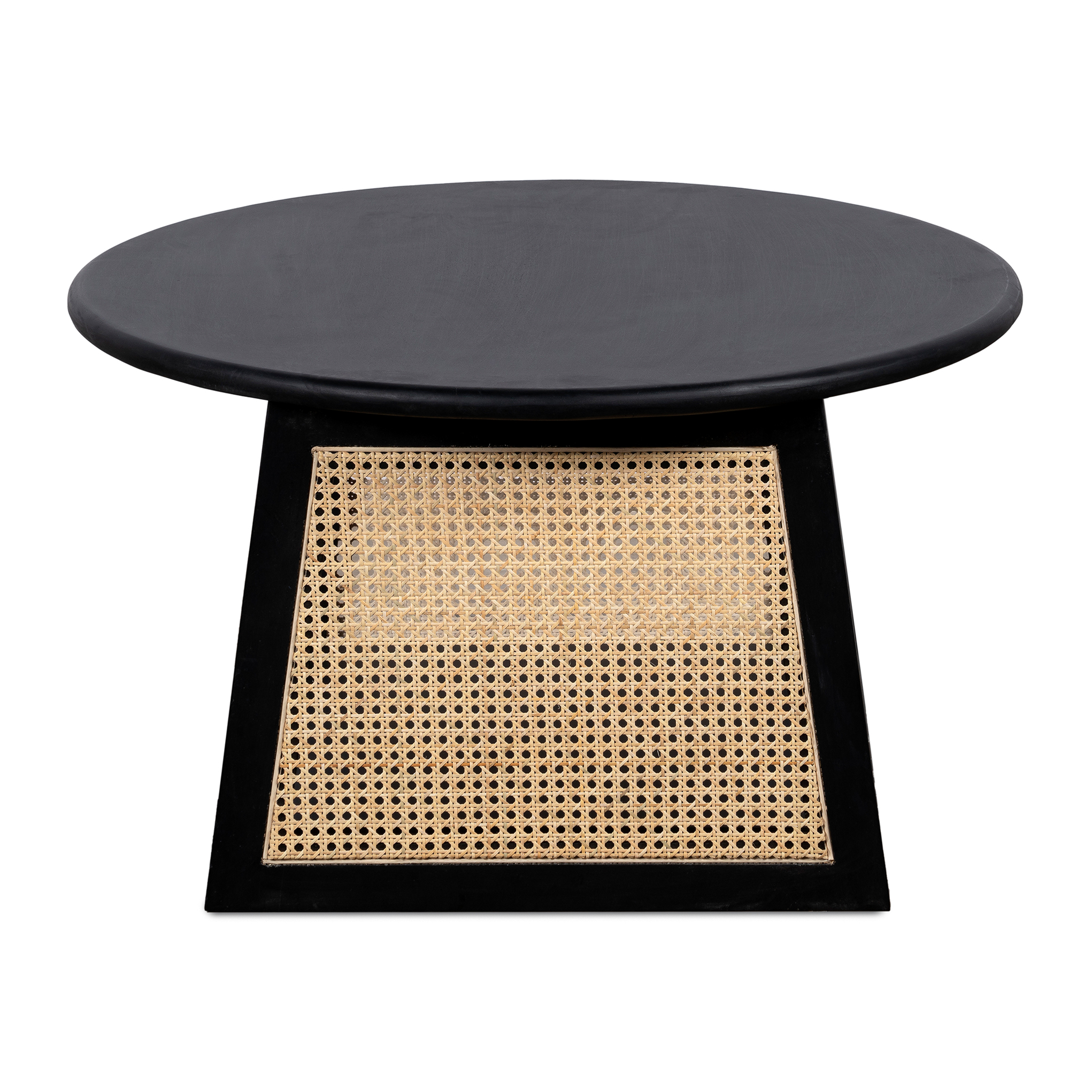 zwarte salontafel, ronde salontafel, Salontafel, FSC gecertificeerd mangohout, rotan, Zwart