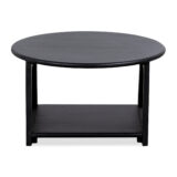 zwarte salontafel, ronde salontafel, Salontafel, FSC gecertificeerd mangohout, rotan, Zwart