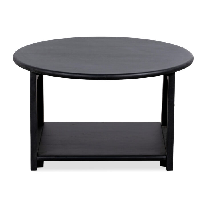 zwarte salontafel, ronde salontafel, Salontafel, FSC gecertificeerd mangohout, rotan, Zwart