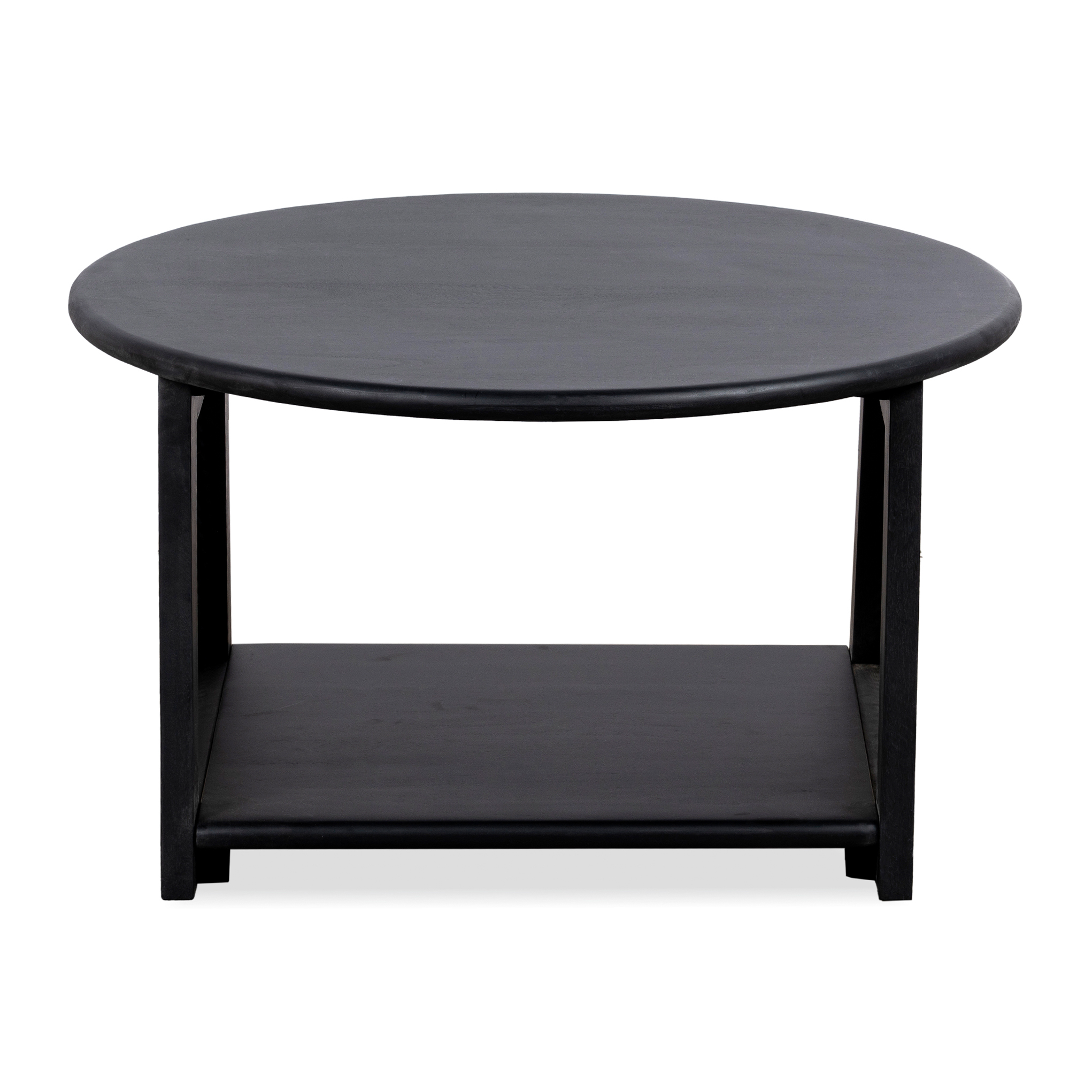 zwarte salontafel, ronde salontafel, Salontafel, FSC gecertificeerd mangohout, rotan, Zwart