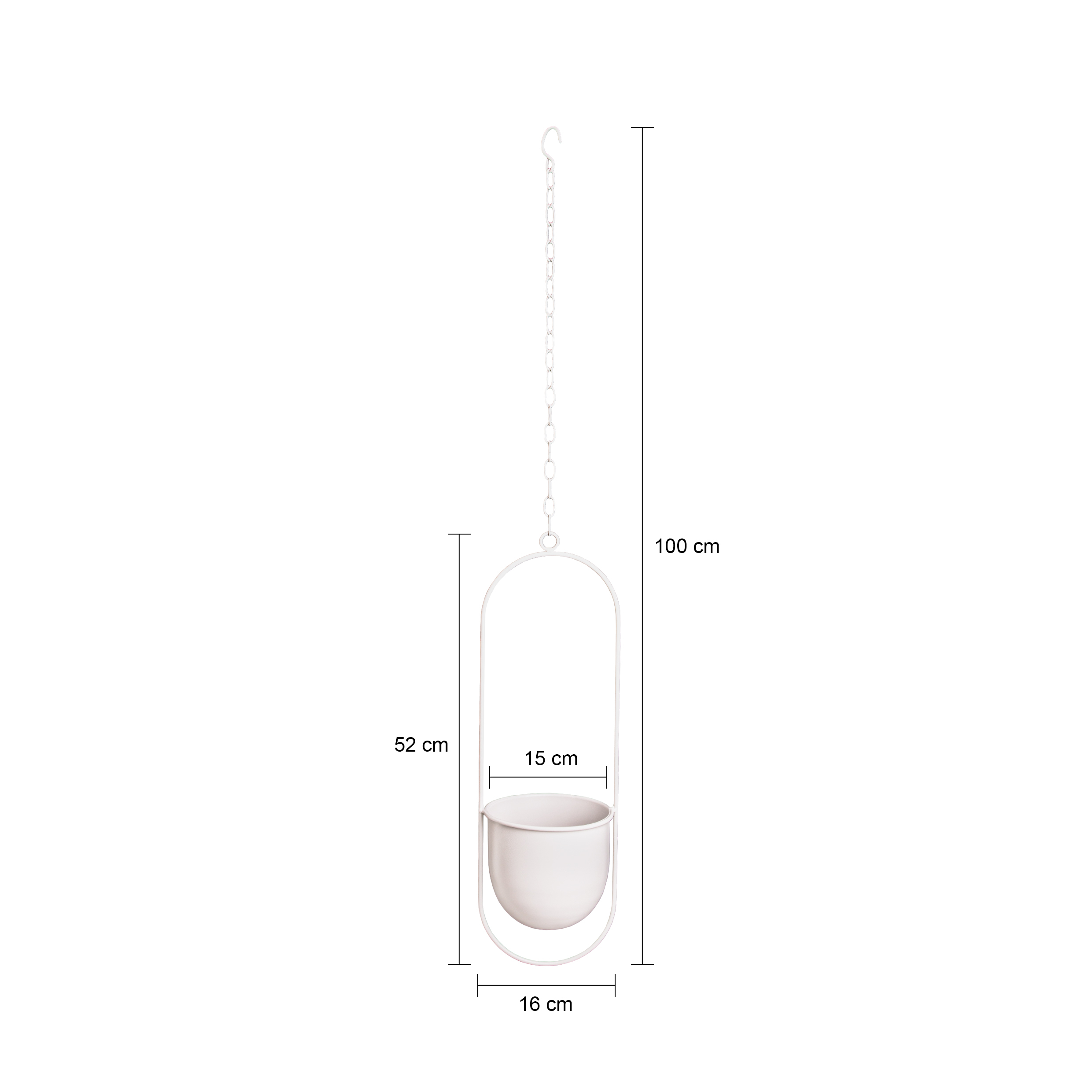 Hangende bloempot metaal - Langwerpig - Wit