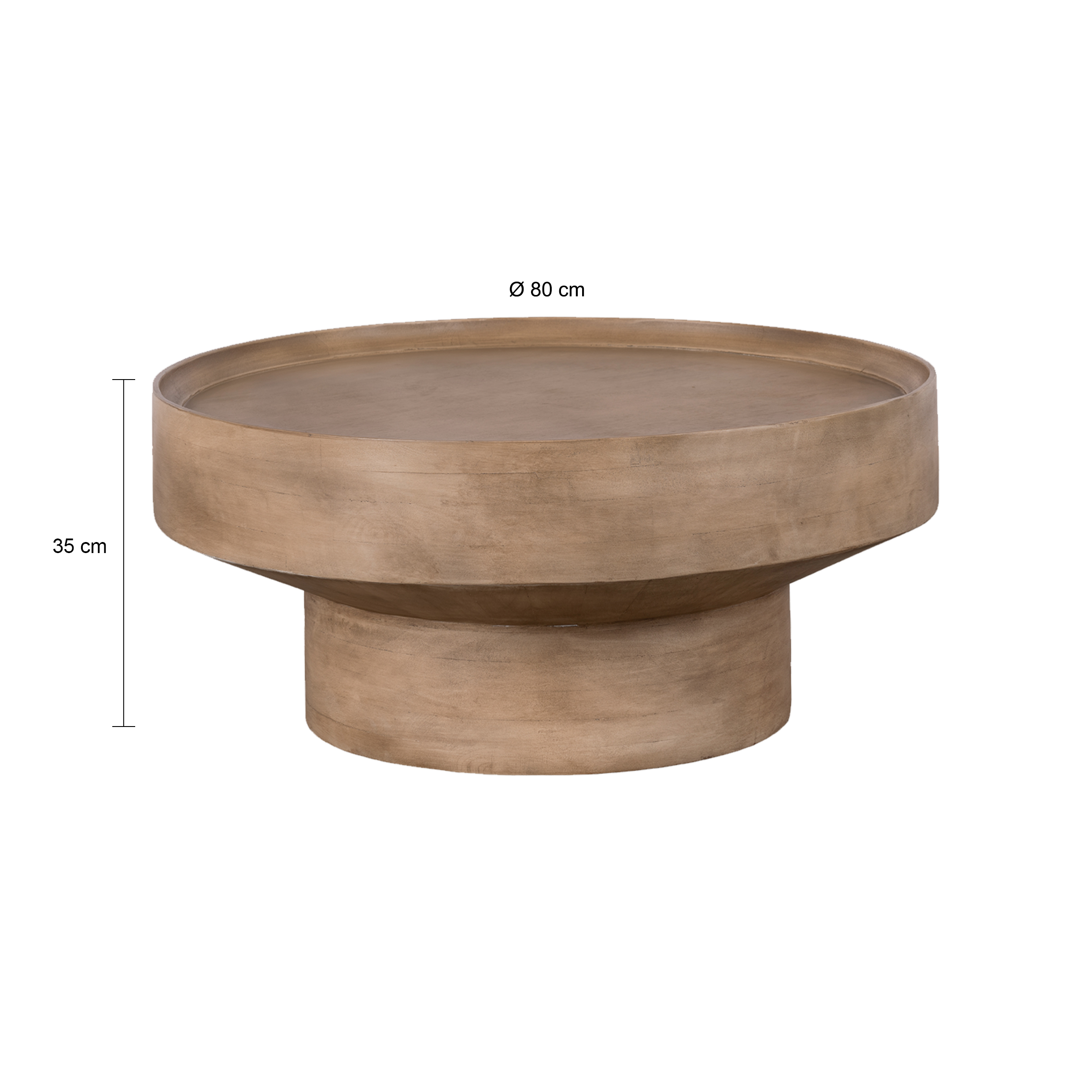 ronde salontafel, salontafel rond, salontafel, salon tafel, tafel, salontafel mangohout, salontafel bruin, - afmeting