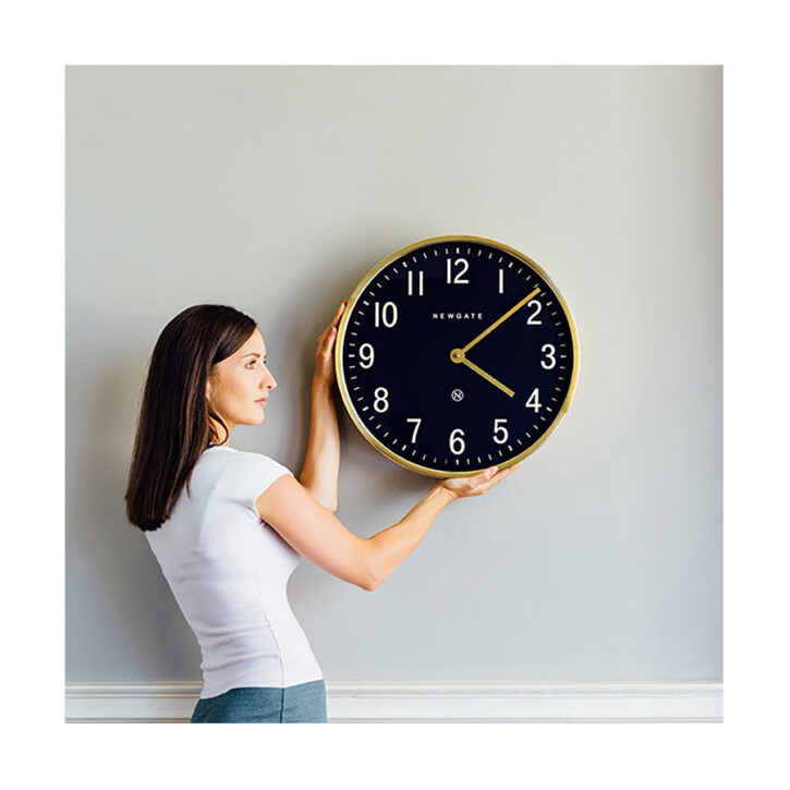 Large Brass Gold Wall Clock - Mid-Century Modern - Petrol Blue - Newgate Mr Edwards PUT373RAB (lifestyle) 1 copy