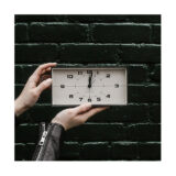Mid-Century Retro Alarm Desk Clock - Black Rectangular - Newgate Wideboy WIDE453K (home accessories)
