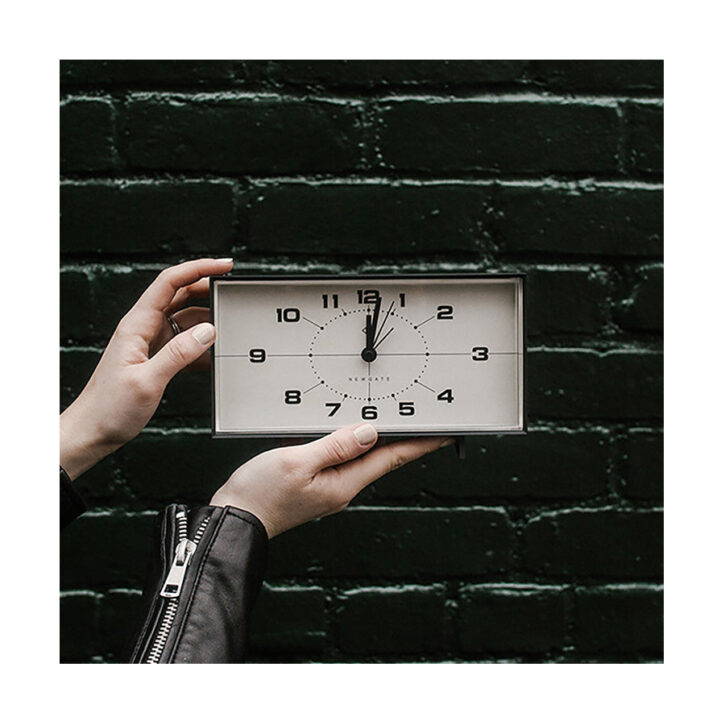 Mid-Century Retro Alarm Desk Clock - Black Rectangular - Newgate Wideboy WIDE453K (home accessories)