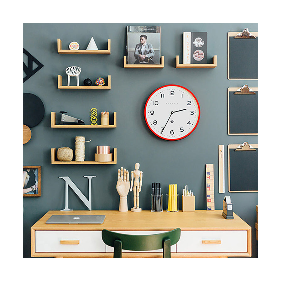 Modern Wall Clock - Bright Colour Red - Newgate Echo NUMTHR129FER (room decor) 1 copy