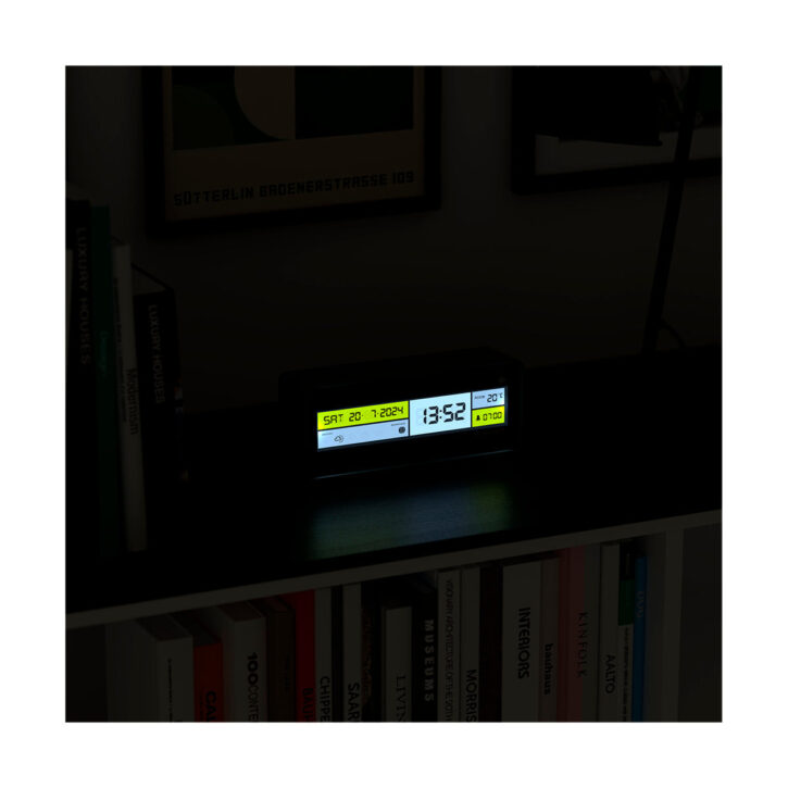 Digital Alarm Clock with Black, Yellow, White & Grey LCD Display - Futurama - LCD-FUTUR1 - Style Shot Skew LCD on