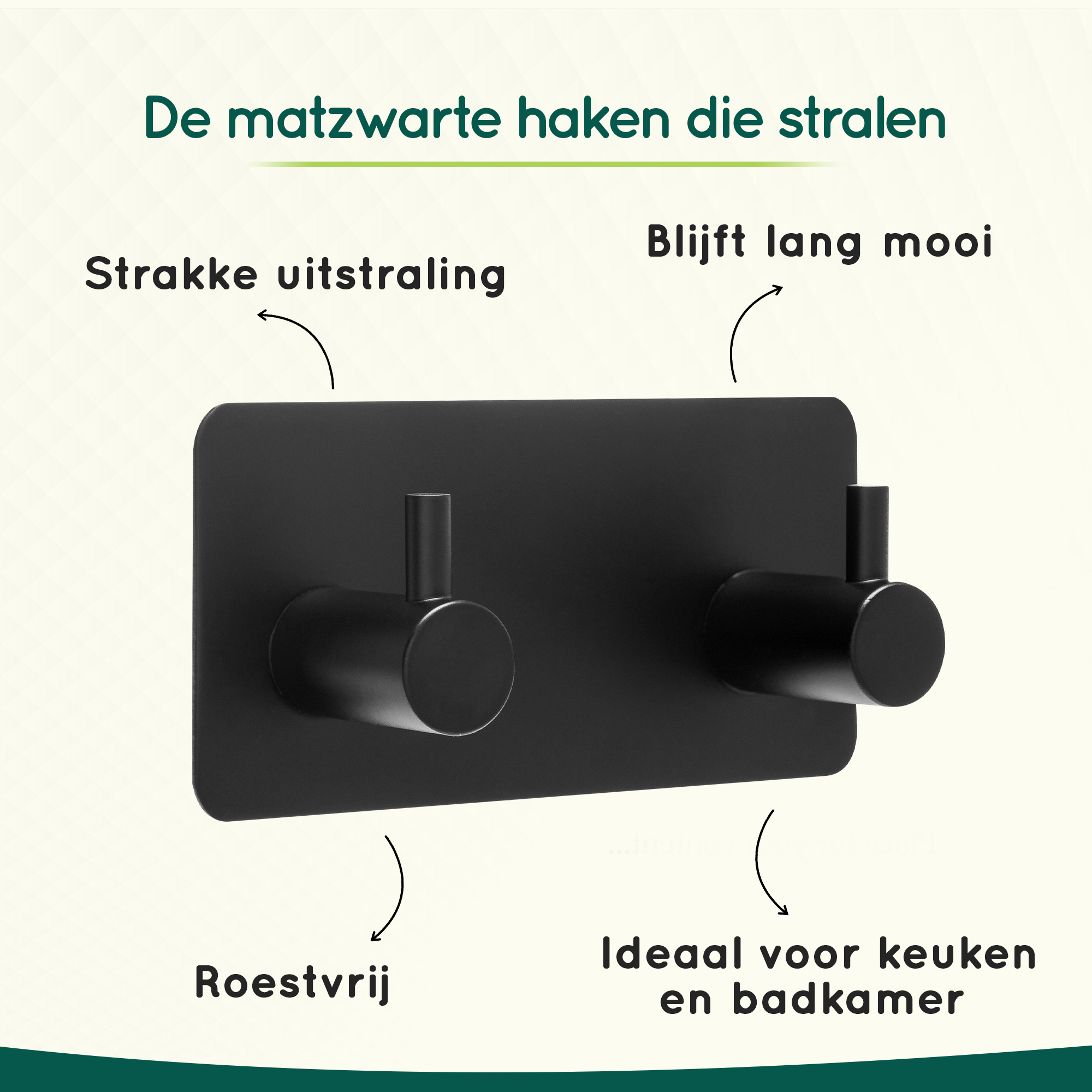 Zelfklevende zwarte handdoekhaakjes afbeelding 3