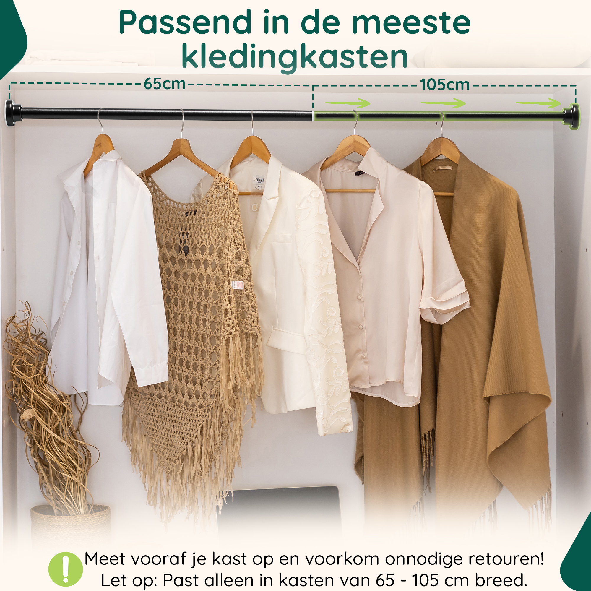 Verstelbare kledingstang zonder boren afbeelding 4