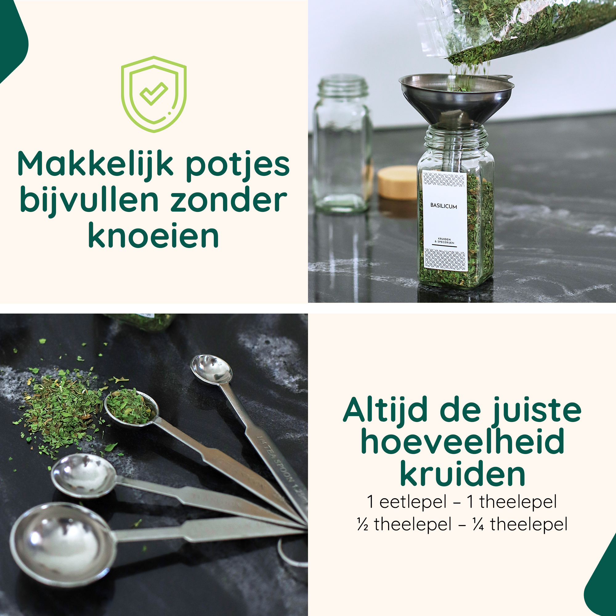Glazen kruidenpotjes set bamboe afbeelding 5
