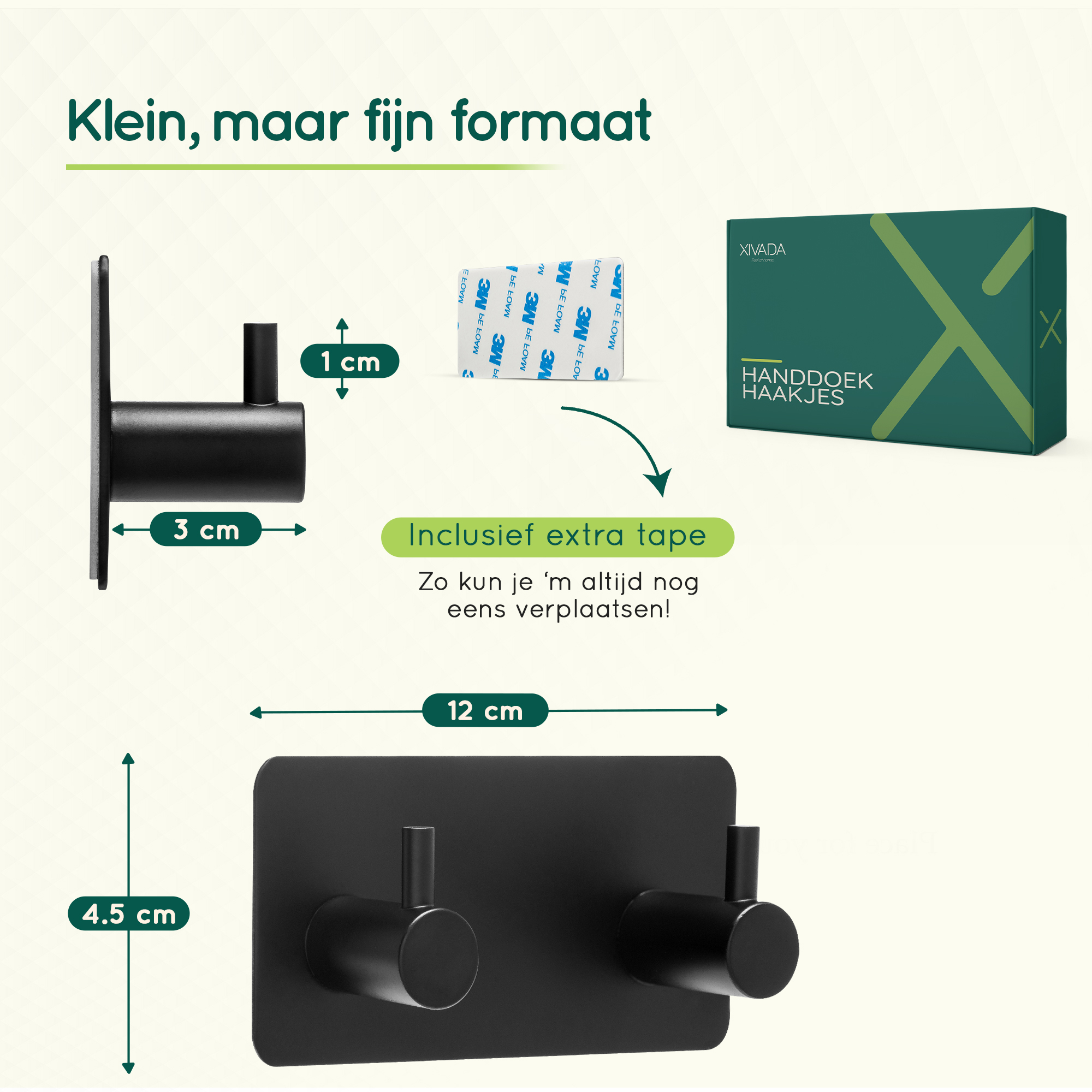 Zelfklevende zwarte handdoekhaakjes afbeelding 7
