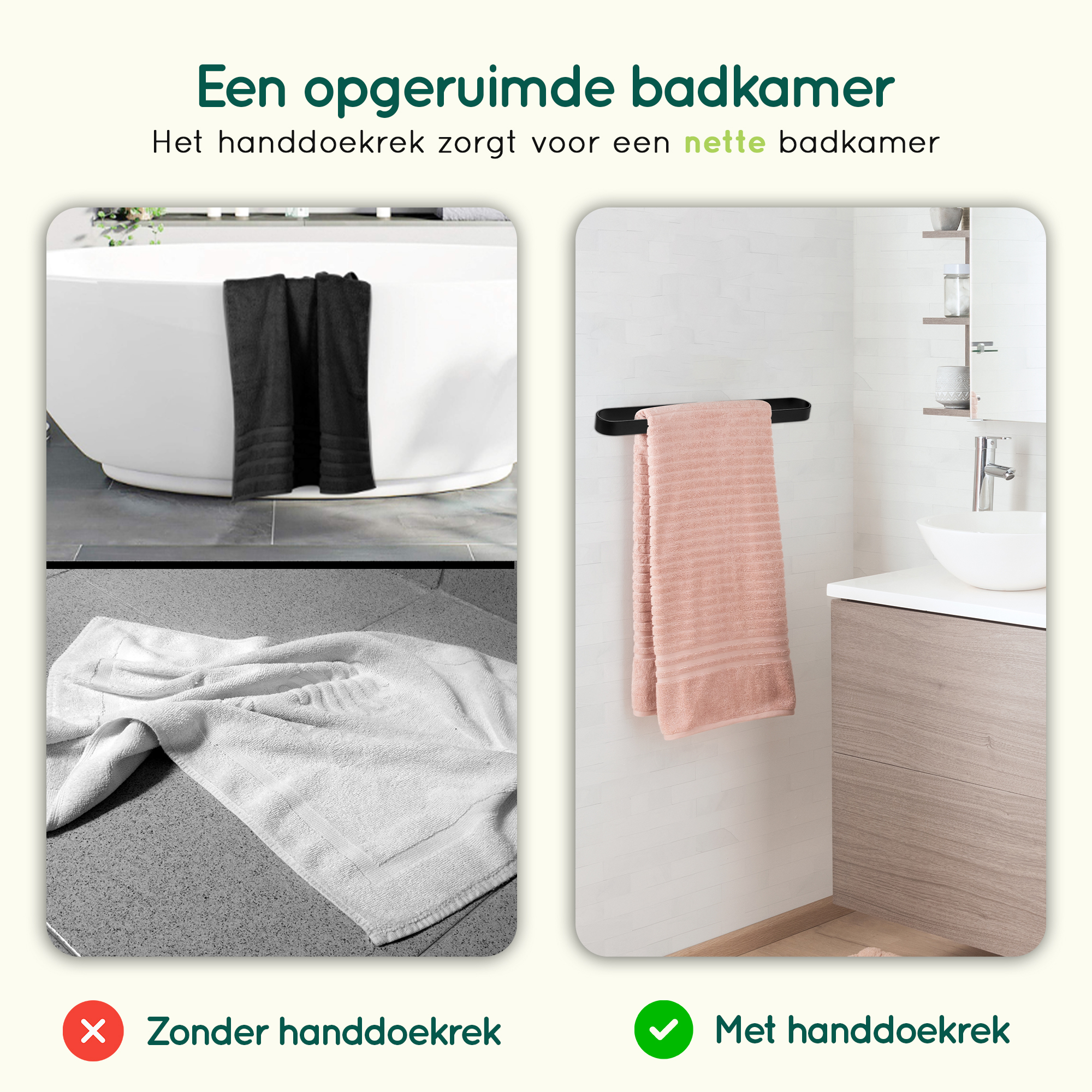 Zwarte handdoekstang badkamer afbeelding 4