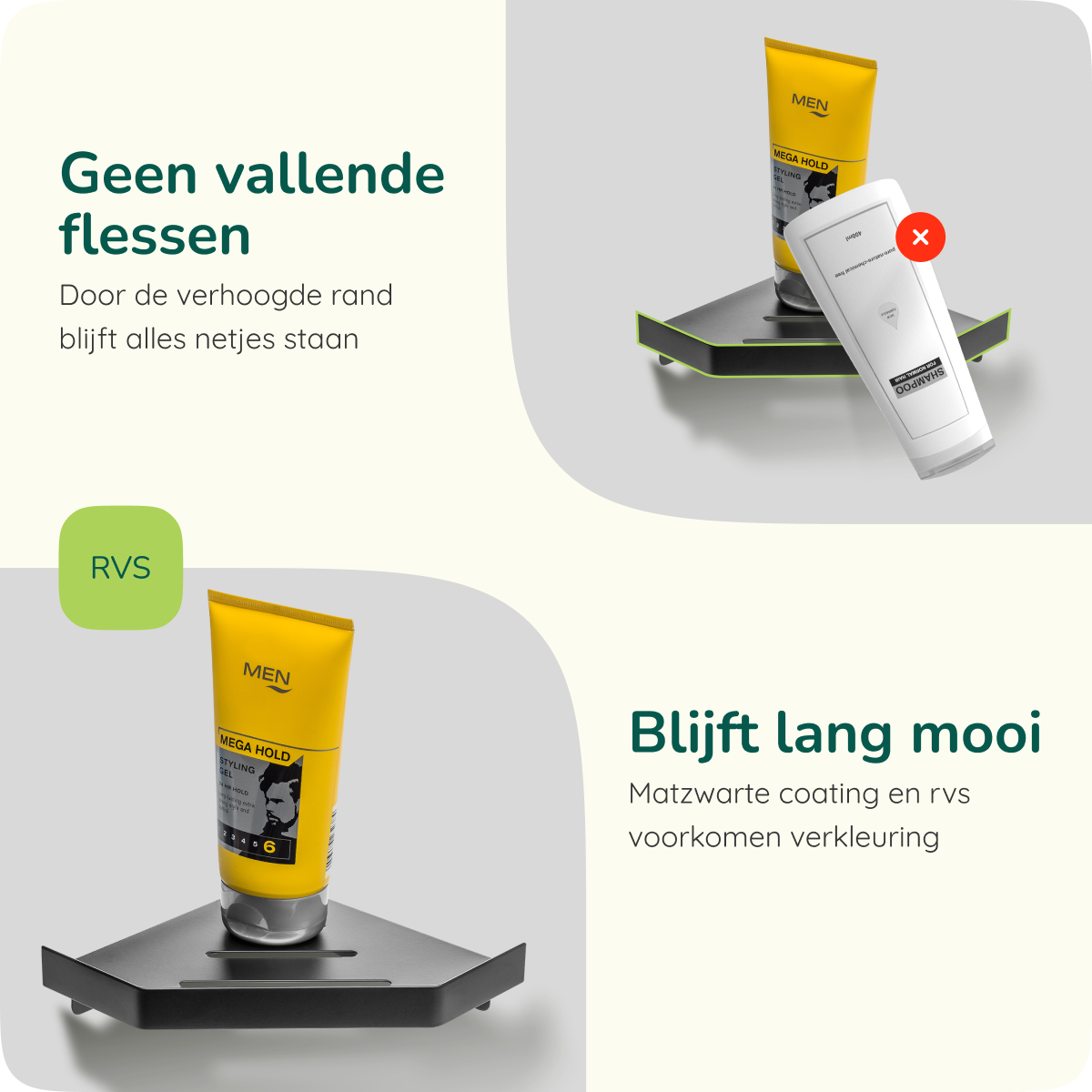 Zwart hoek doucherek badkamer afbeelding 4