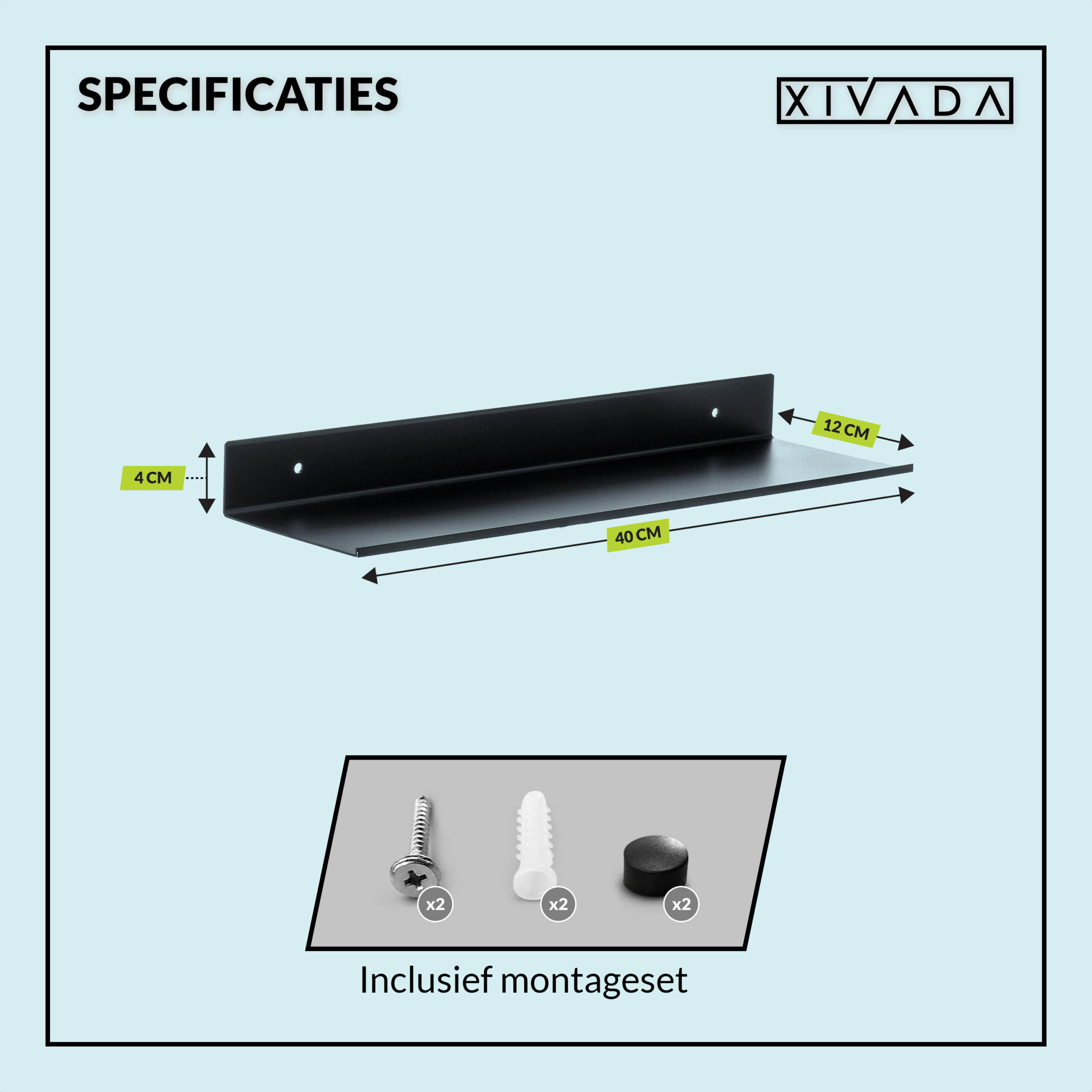 Metalen wandplank zwart afbeelding 4