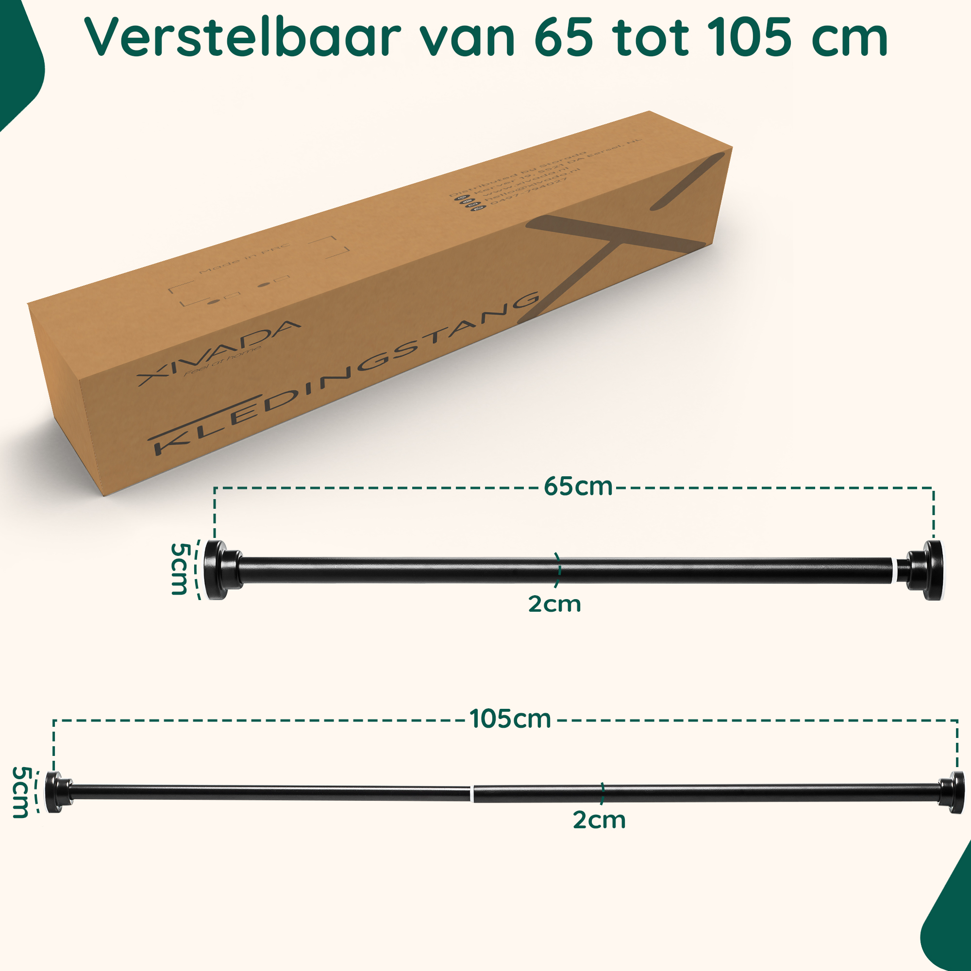 Verstelbare kledingstang zonder boren afbeelding 8