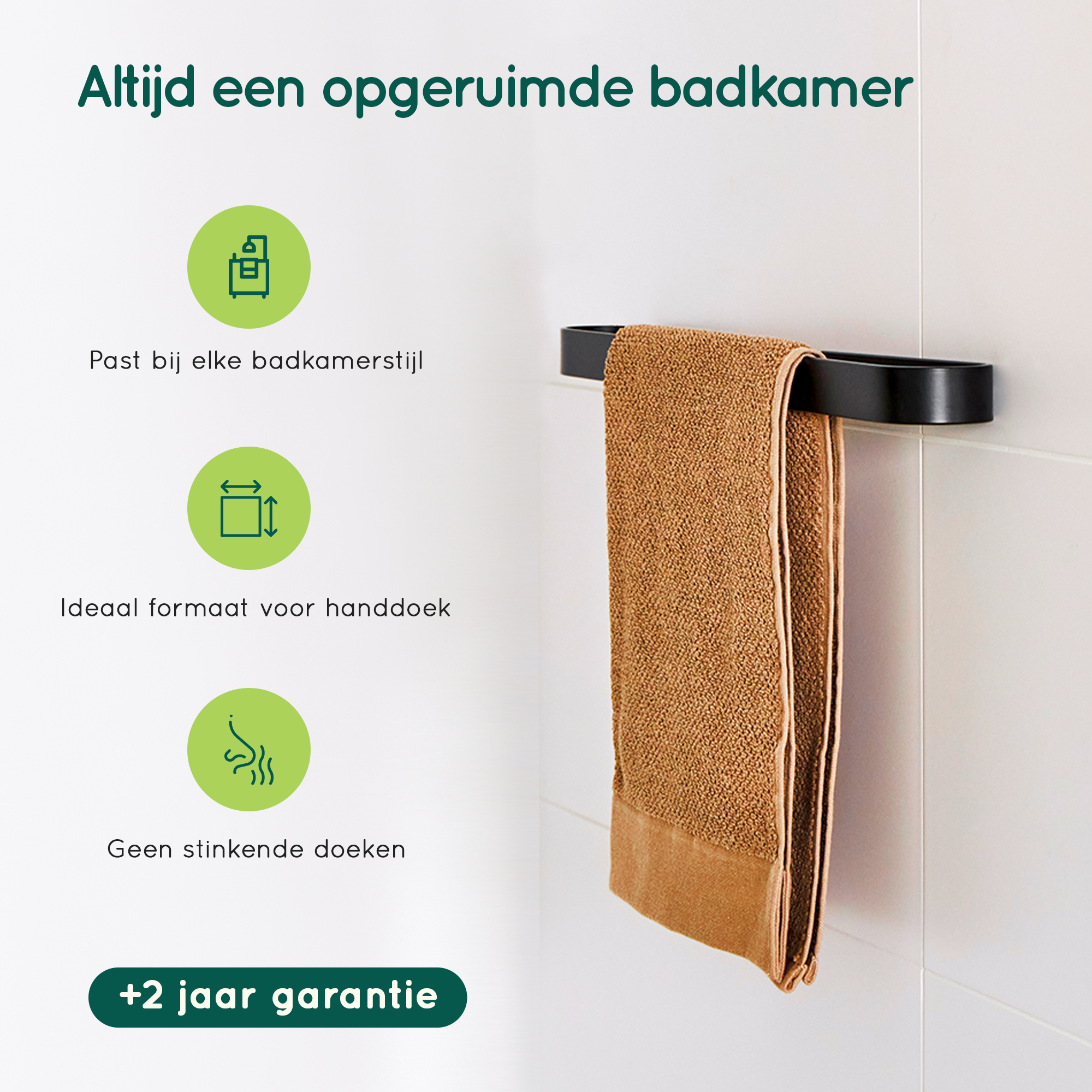 Zwarte handdoekstang badkamer afbeelding 5