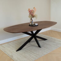 Eettafel deens ovaal, deens ovale eettafel, Eettafel bruin, Bruine eettafel, Houten eettafel, eettafel hout, mangohouten eettafel, eettafel mangohout, eettafel 220x110 cm