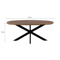 Eettafel deens ovaal, deens ovale eettafel, Eettafel bruin, Bruine eettafel, Houten eettafel, eettafel hout, mangohouten eettafel, eettafel mangohout, eettafel 220x110 cm