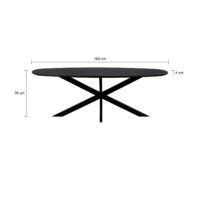 Eettafel, tafel, Zwarte eettafel, eettafel zwart, Eettafel deens ovaal, Deens ovaal eettafel, Houten eettafel, Eettafel hout, Mangohouten eettafel, Eettafel mangohout,180x90cm