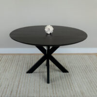 Ronde eettafel, eettafel rond, Zwarte eettafel, eettafel zwart, Zwarte ronde eettafel, eettafel, tafel, eettafel 130 cm, Mangohouten eettafel, eettafel mangohout, Houten eettafel, Eettafel hout