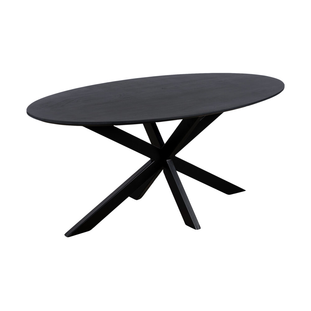 QUVIO-Eettafel-kruispoot-Sofia-Ovaal-160x90cm-Zwart-8484545