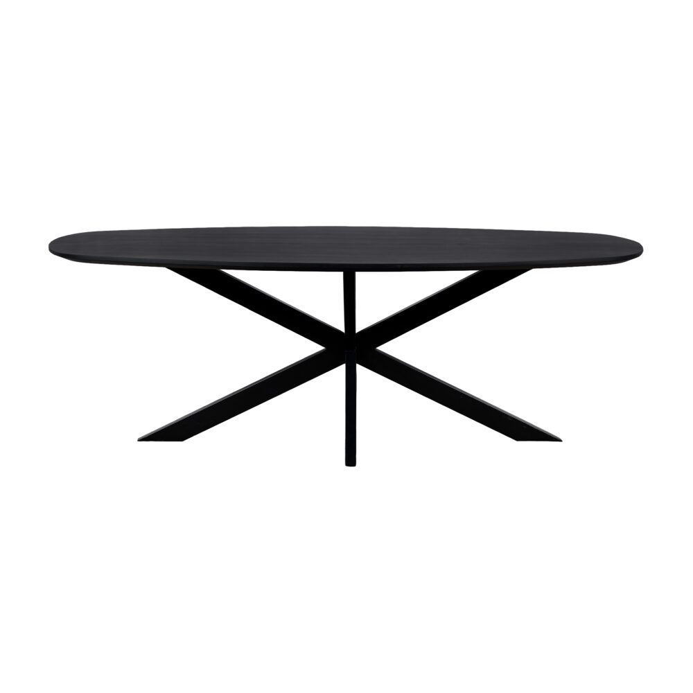 Eettafel, tafel, Zwarte eettafel, eettafel zwart, Eettafel deens ovaal, Deens ovaal eettafel, Houten eettafel, Eettafel hout, Mangohouten eettafel, Eettafel mangohout
