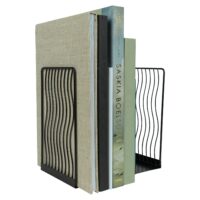 zwarte boekensteun met golvend design