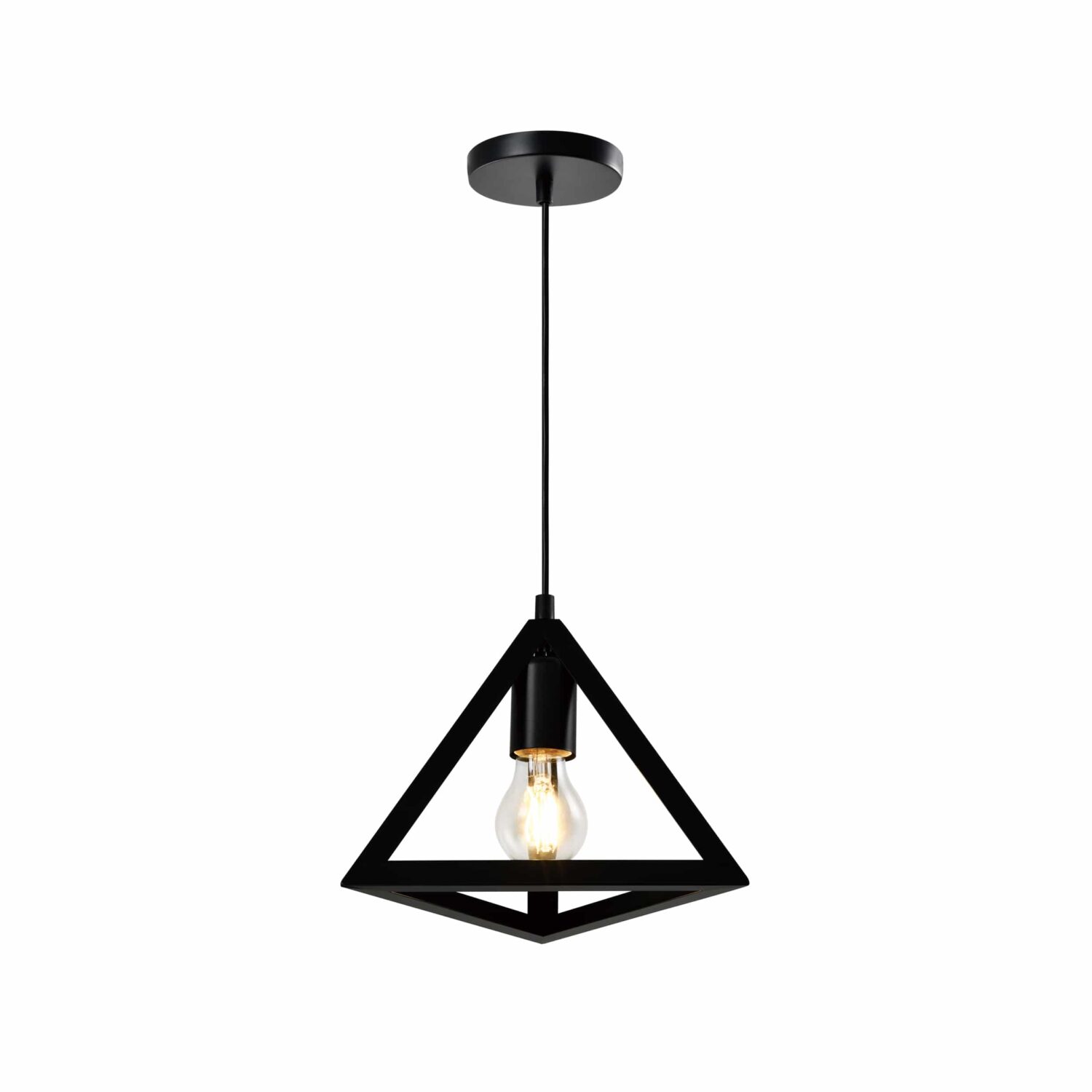 moderne zwarte driehoek hanglamp