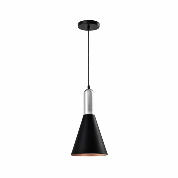 Zwarte kegel verlichting met een diameter van 19 cm