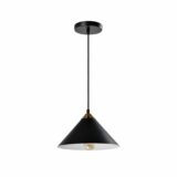Zwarte hanglamp met gouden kop in kegelvorm